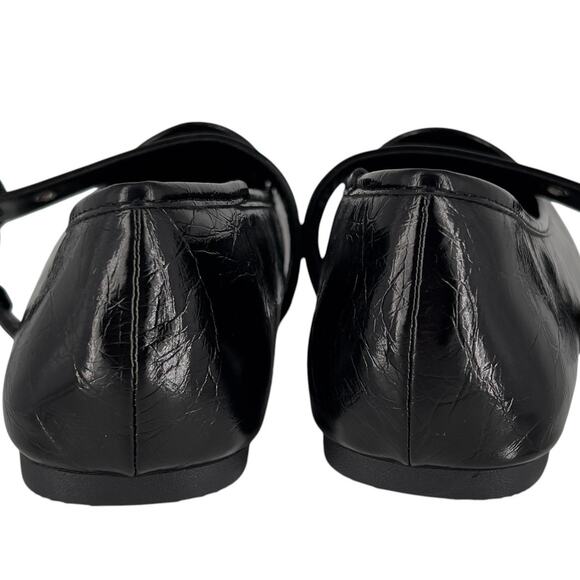Olivia Miller Mary Jane Ballet Flats Unembellished Style 6.5 Glossy Black Crinkl - Picture 9 of 15